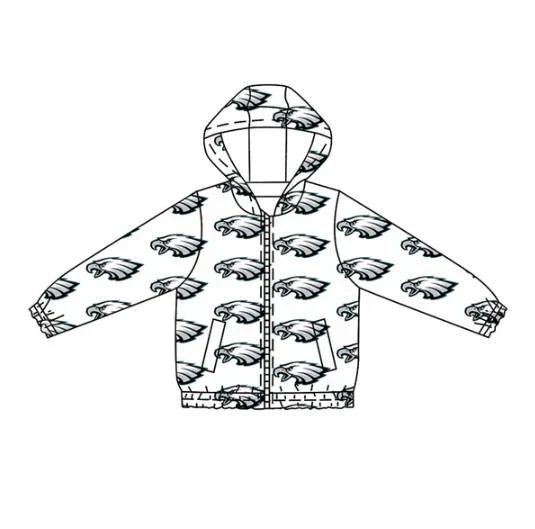 7.31Preorder (moq 5)Baby Boys Long Sleeves Eagles Plaid Hoodies Cardigan Jackets Top