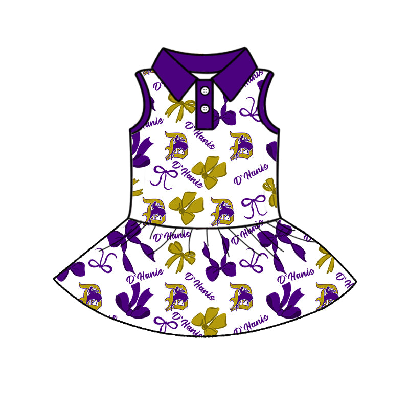 6.11 Purple Letter Button Sleeveless Dress