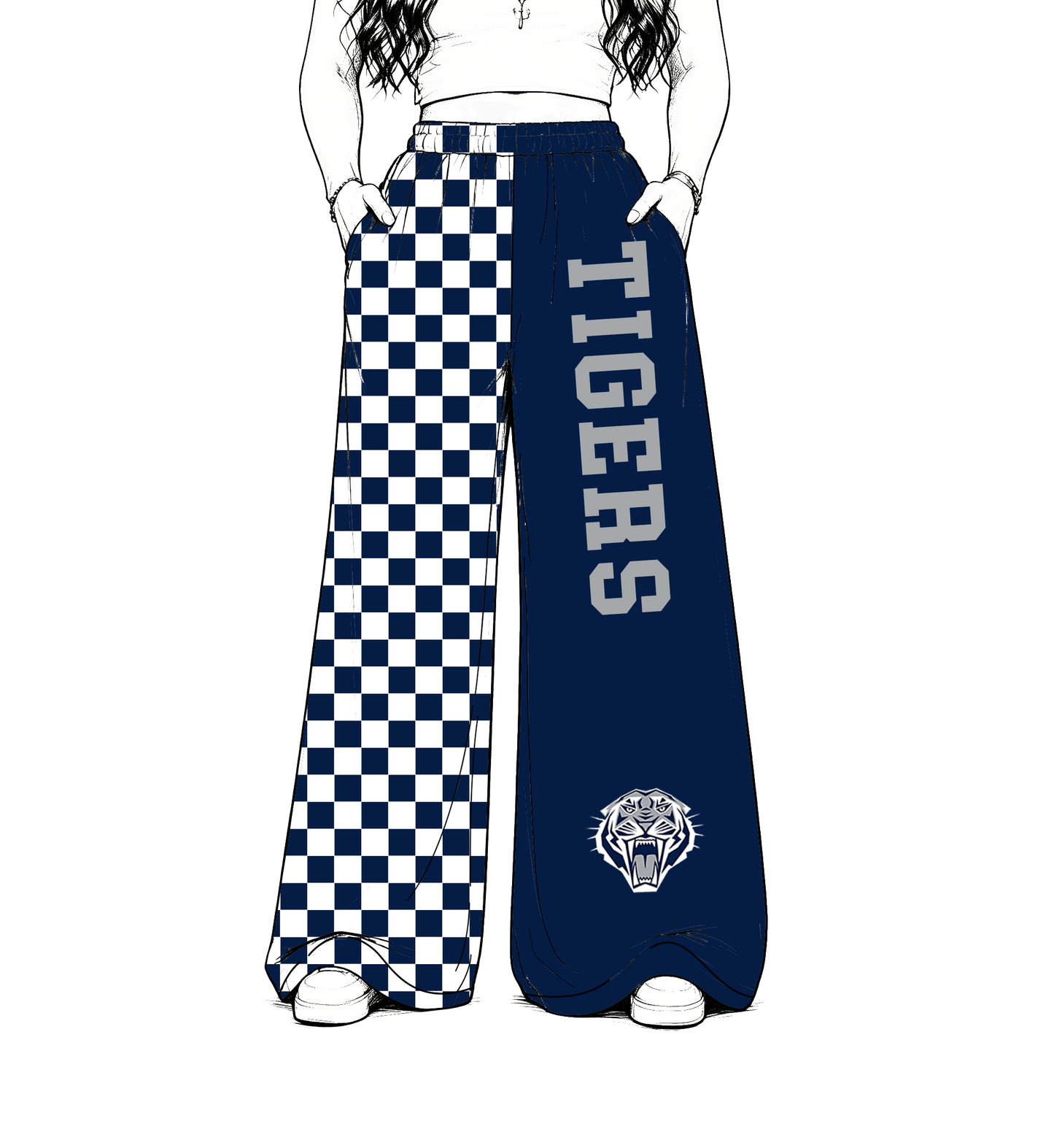 custom moq 5 mix size MSD0703 Baby Kids Mascot Logo Checkered Letter print  Patchwork Team Flare Pant Casual Bottom