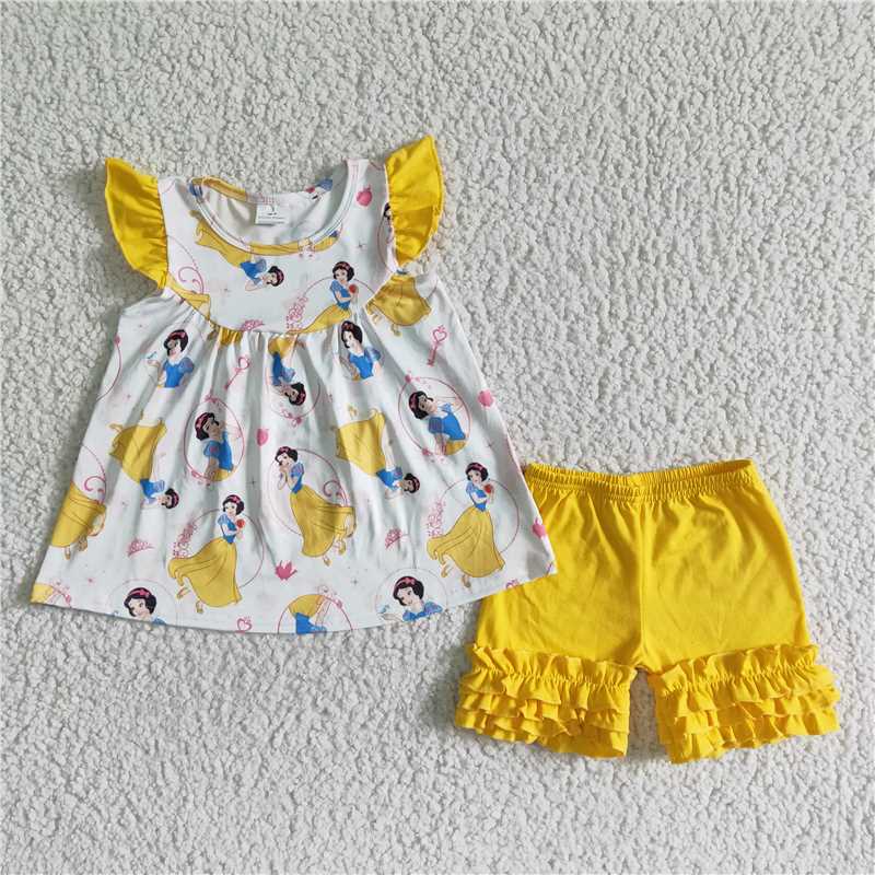 princess girls outfits tops & shorts sets summer kids clothes