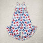 4.15  SR2865 National Day star and bow pattern white suspender jumpsuit
