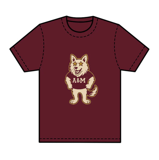8.1preorder(moq 5) Baby Boys Dark Red Short Sleeves Wolf A&M Team Tee Shirts Tops