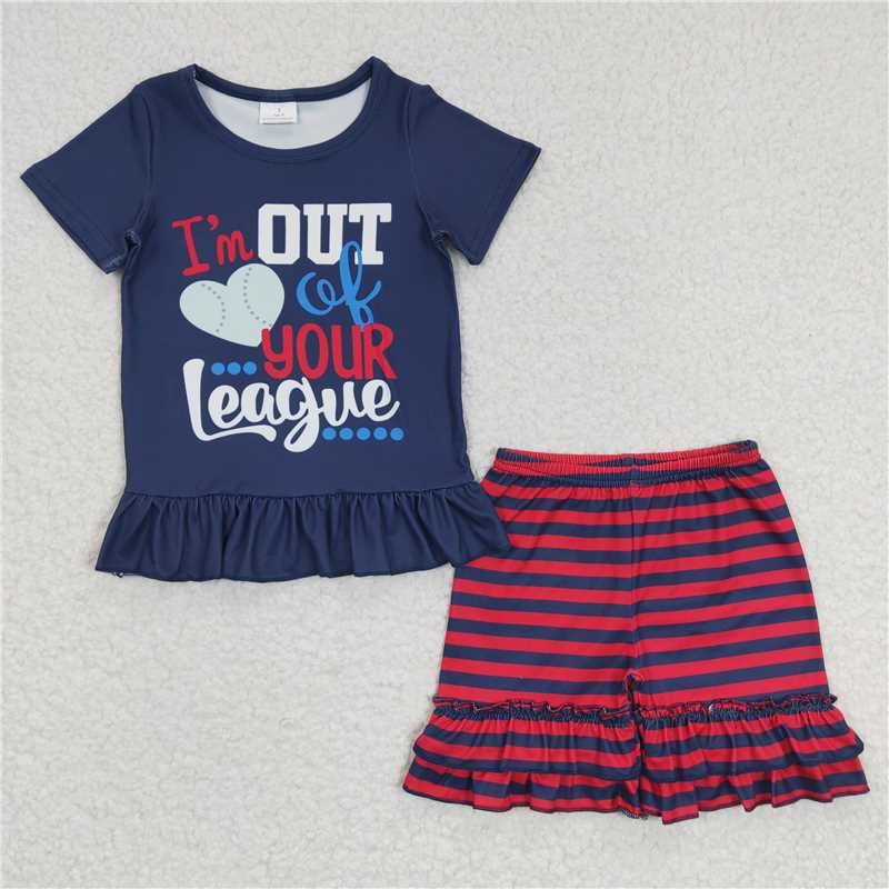 summer girls outfits i'm out of your league t-shirt & red black shorts kids clothes