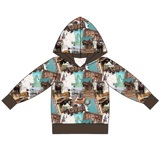 6.25 Cartoon Brown Hooded Long Sleeve Top