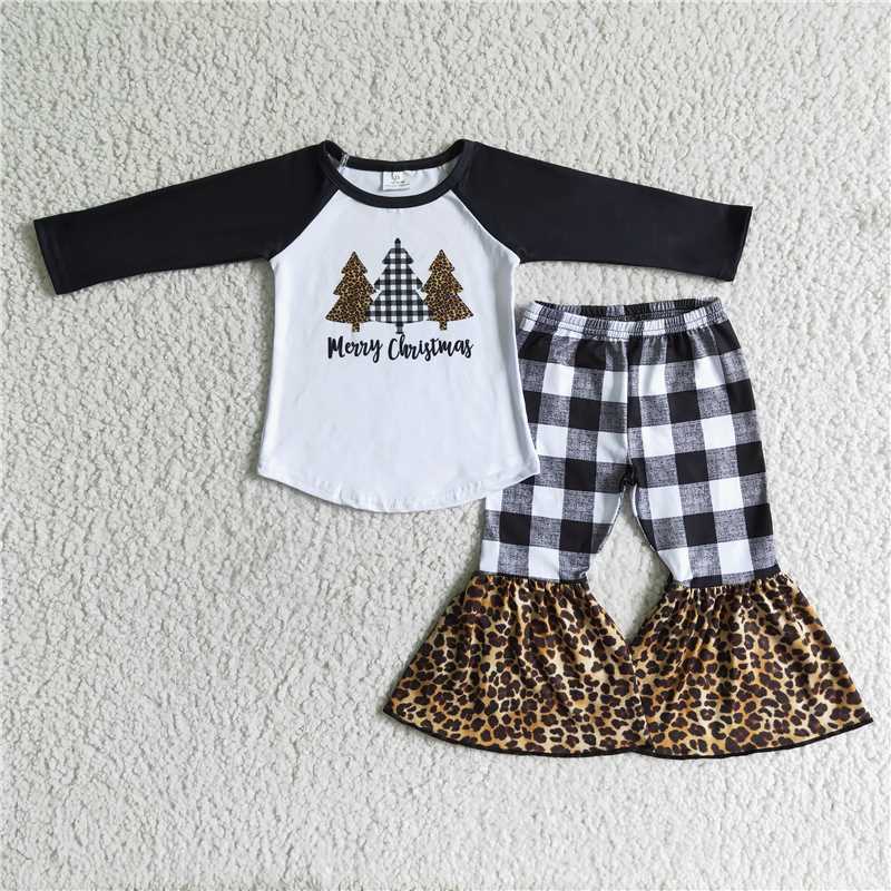 christmas tree clothes long sleeve t-shirt bell kids clothing girls outfits