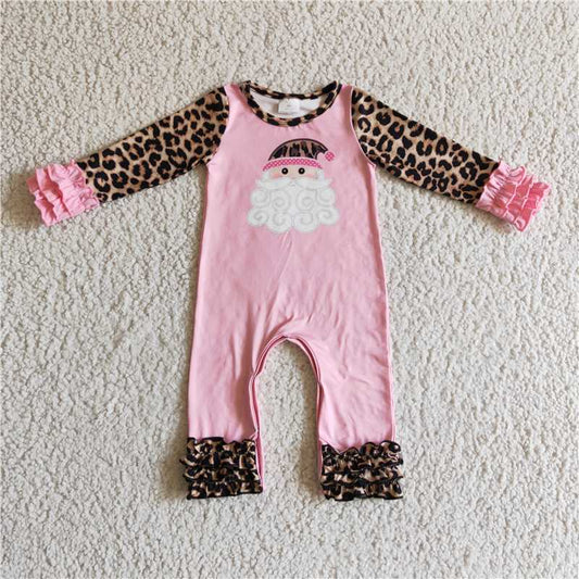 pink Santa Claus cute baby rompers Christmas