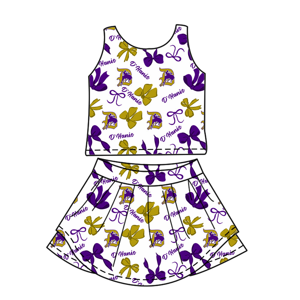 6.11 Purple Girls Skirt Pants Letter Set