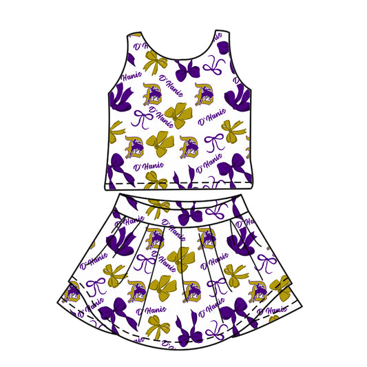 6.11 Purple Girls Skirt Pants Letter Set