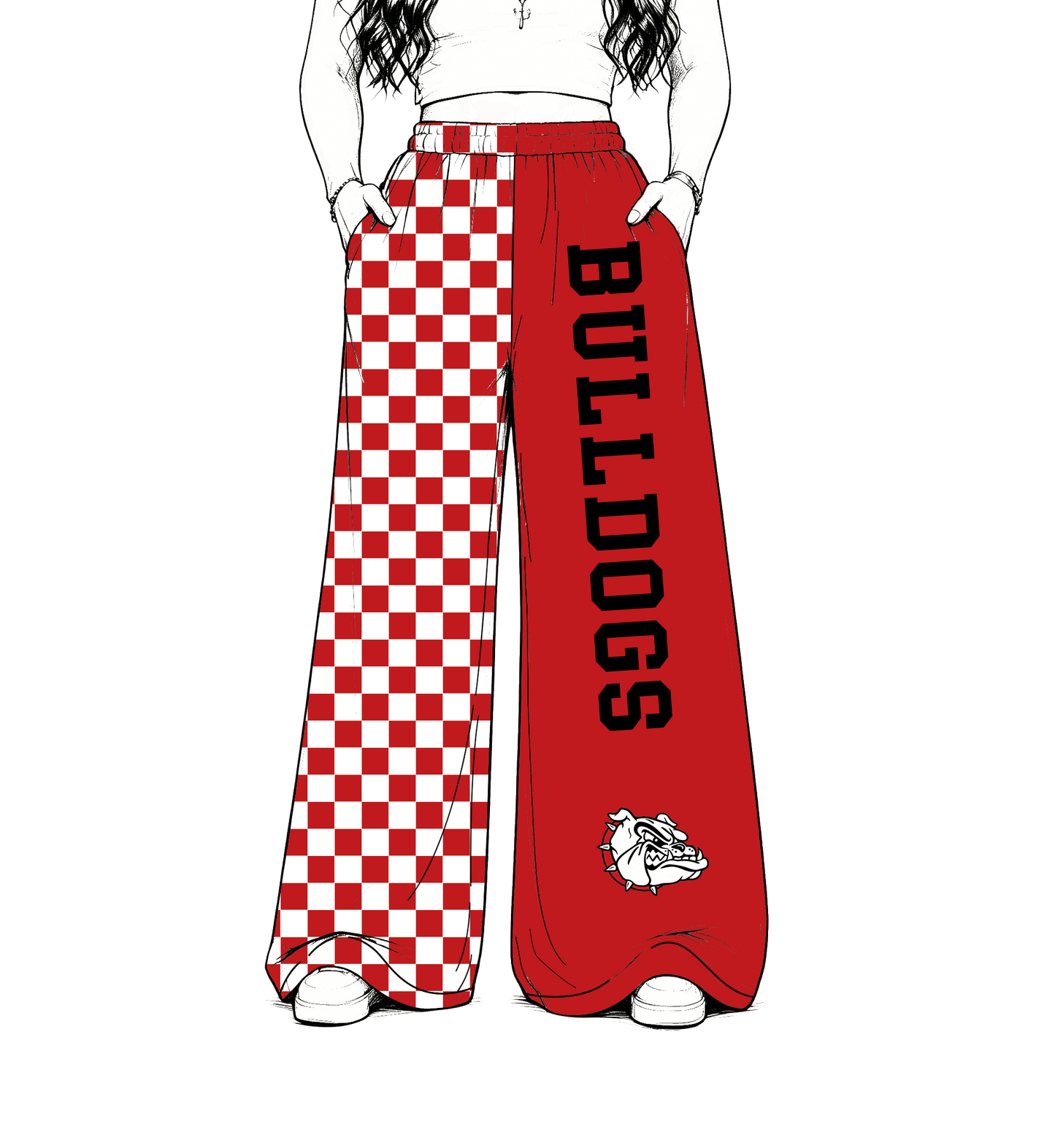 custom moq 5 mix size MSD0703 Baby Kids Mascot Logo Checkered Letter print  Patchwork Team Flare Pant Casual Bottom