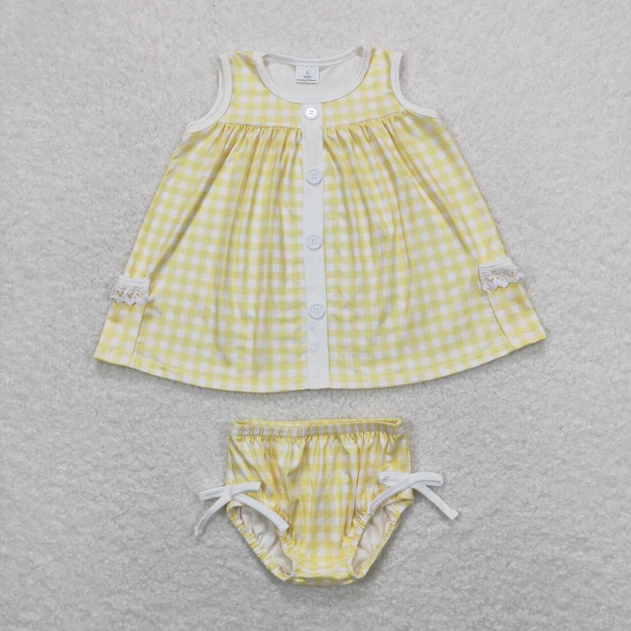 GBO0261 Yellow and white plaid sleeveless briefs suit