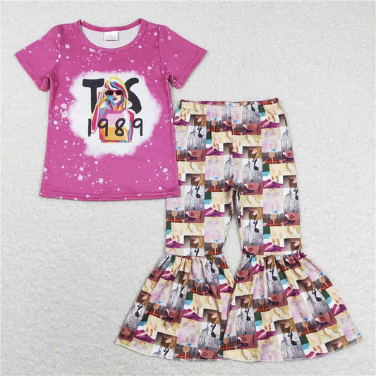 GSPO1245 taylor swift 1989 letter purple short-sleeved trousers suit