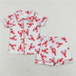 BSSO0390 Red Crayfish Button Short Sleeve Shorts Suit