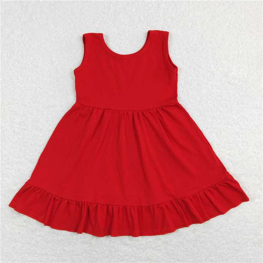 GSD0660 Red solid color sleeveless dress