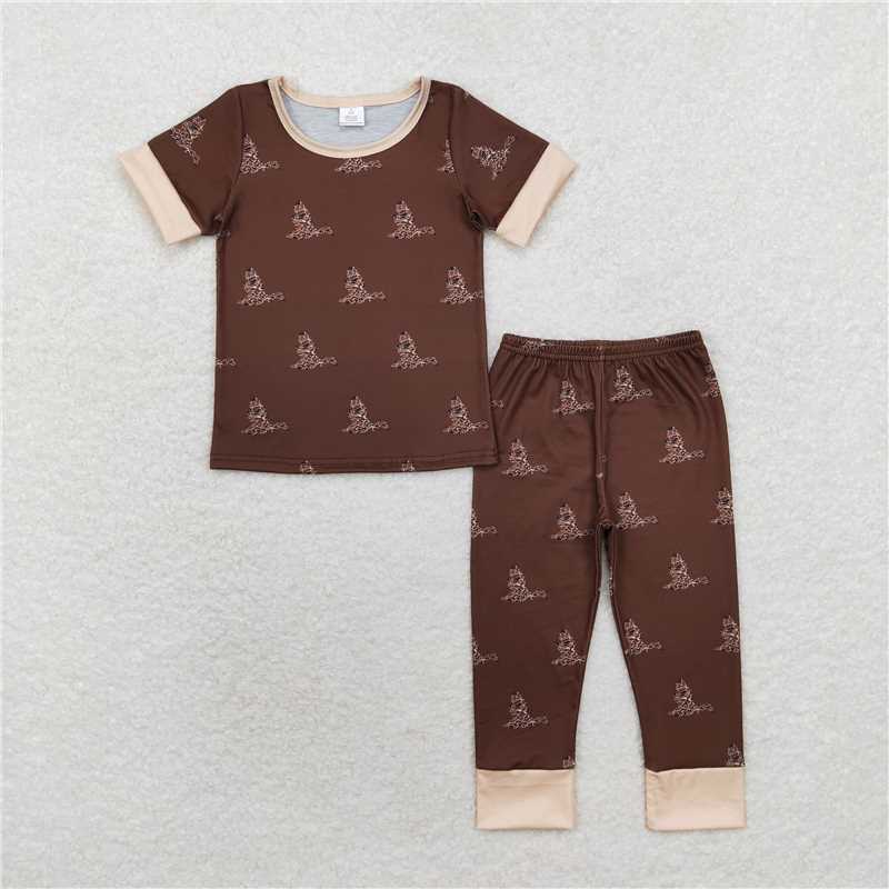 BSPO0442 Modal duck brown short-sleeved long pants pajama set