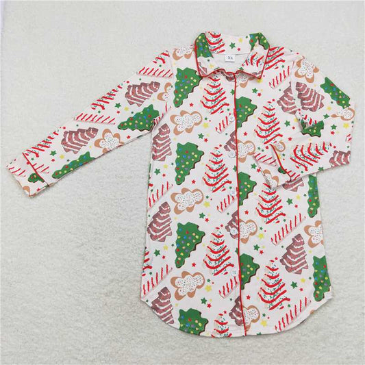 4.9  GT0622 Adult female Christmas tree cookie gingerbread man long-sleeved top