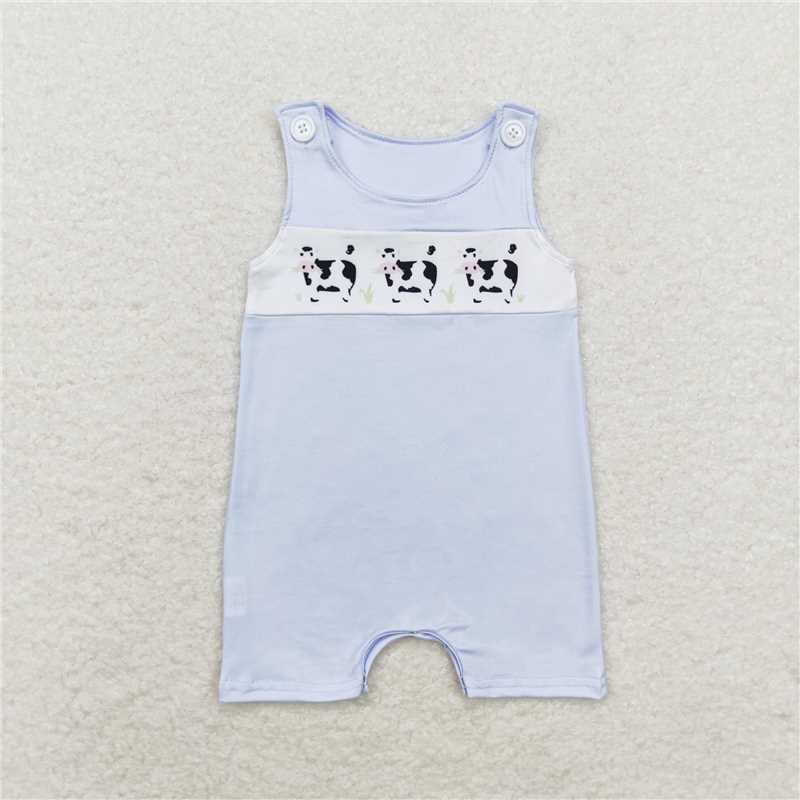 SR1695 Cow blue sleeveless jumpsuit