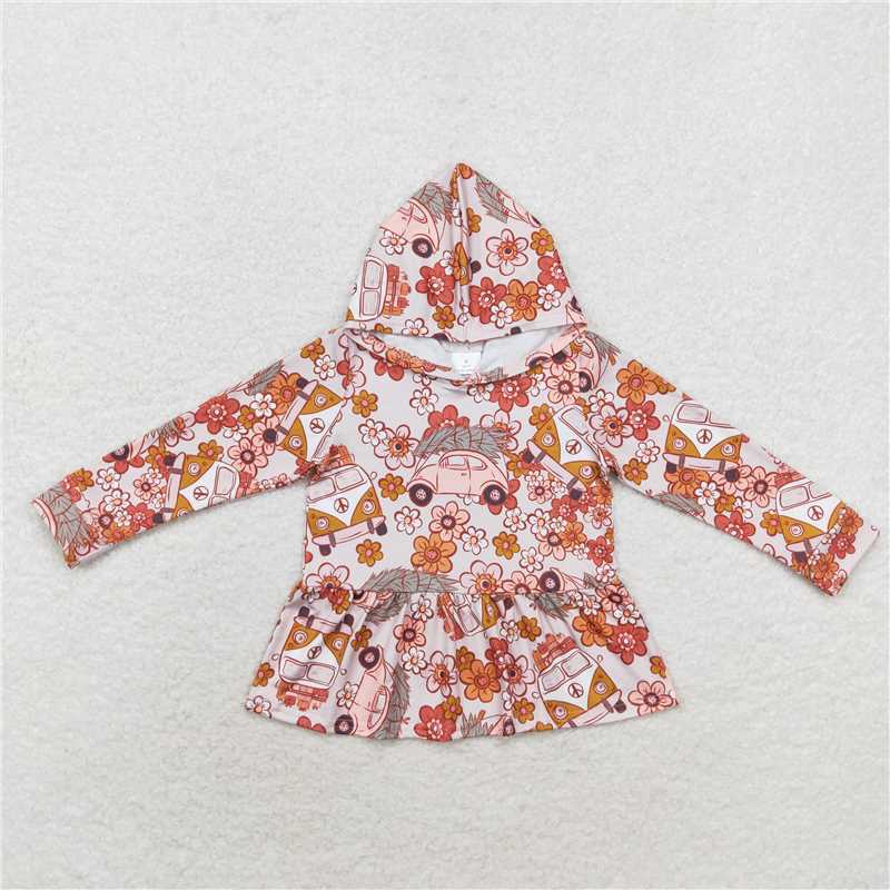 GT0652 Flower bus hooded long-sleeved top