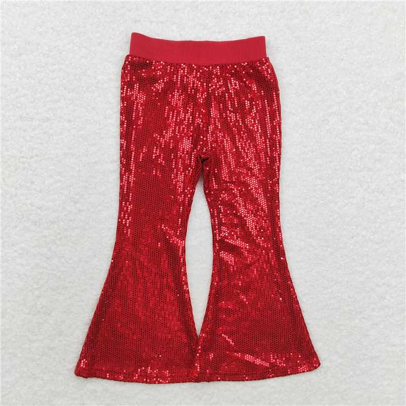 P0497 Red mesh sequined trousers