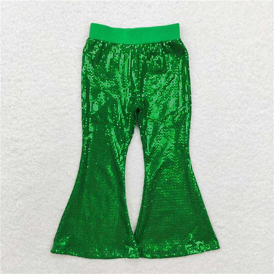 P0498 Green mesh sequined trousers