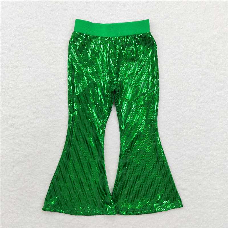 P0498 Green mesh sequined trousers