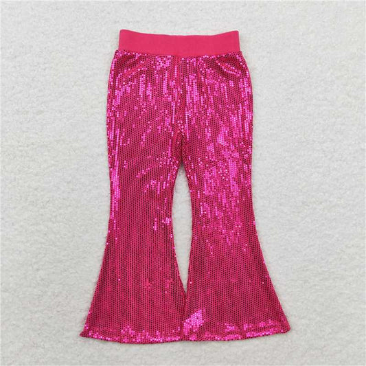 P0499 Mesh rose red sequined trousers