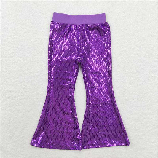 P0500 Purple mesh sequined trousers