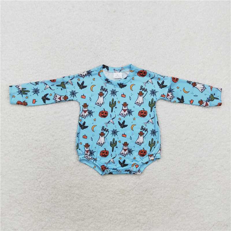 LR1449 boo ghost cactus blue long-sleeved jumpsuit