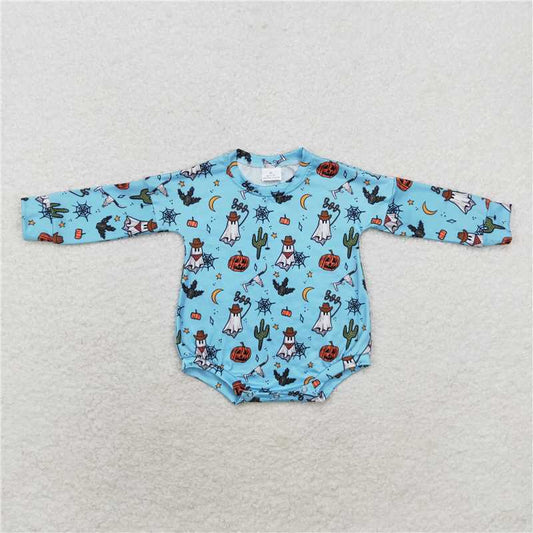 LR1449 boo ghost cactus blue long-sleeved jumpsuit