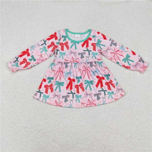 GT0721 Pink long-sleeved top with bow pattern