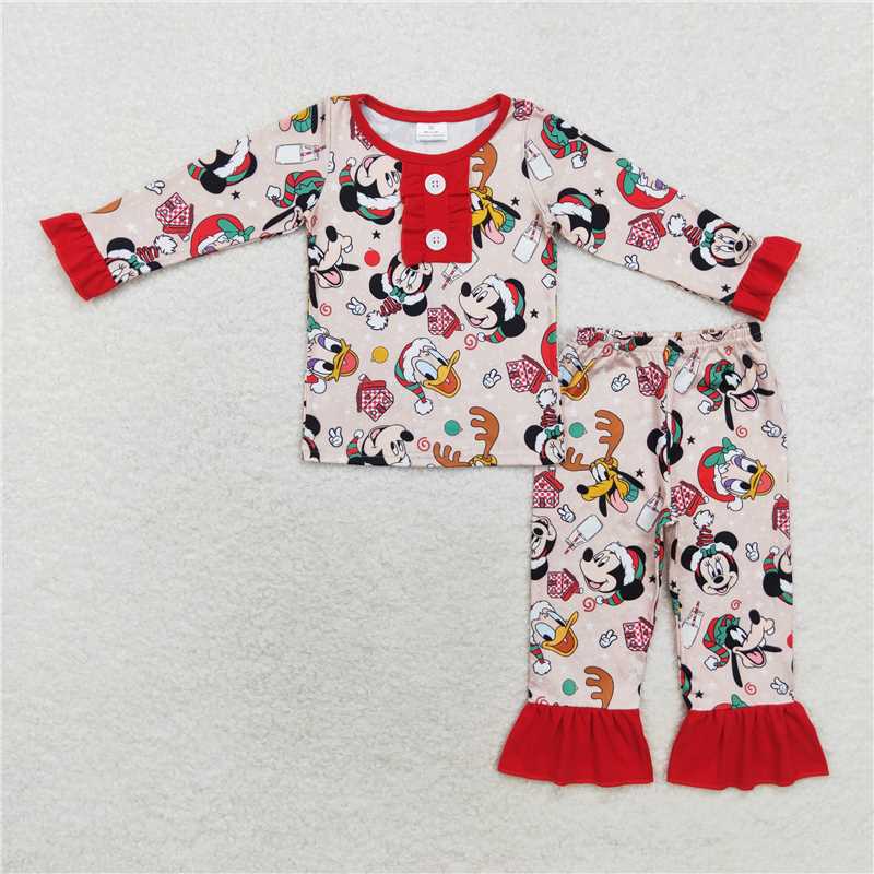 GLP1479 Mickey Donald Duck Christmas lace long-sleeved trousers pajamas set