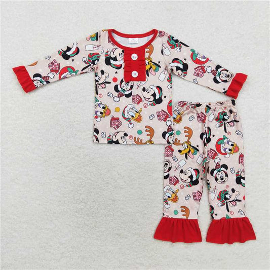 GLP1479 Mickey Donald Duck Christmas lace long-sleeved trousers pajamas set