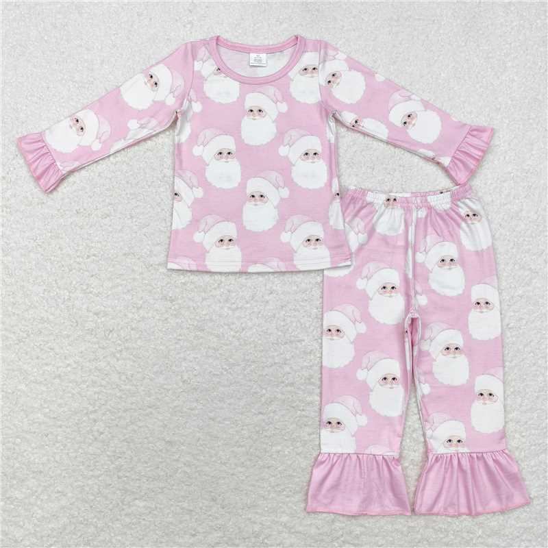 GLP1534 Modal Santa Claus light pink long-sleeved trousers pajamas set