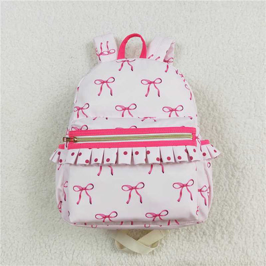 BA0233 Pink backpack with bow pattern