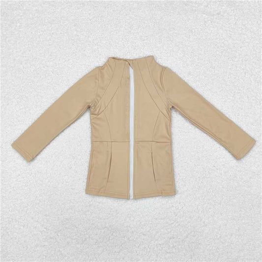 GT0681 Beige yoga wear zipper long-sleeved top