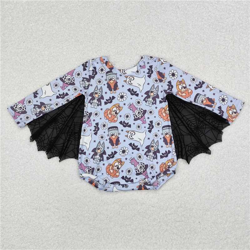 LR1341 bluey bat flower spider web long sleeve jumpsuit