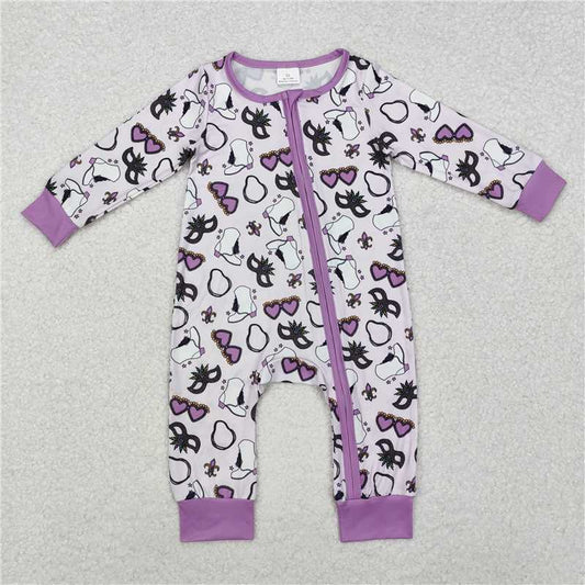 LR2038 Carnival glasses purple zipper long sleeve jumpsuit