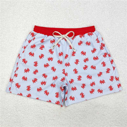4.10S0464 Adult male blue crab striped swimming trunks