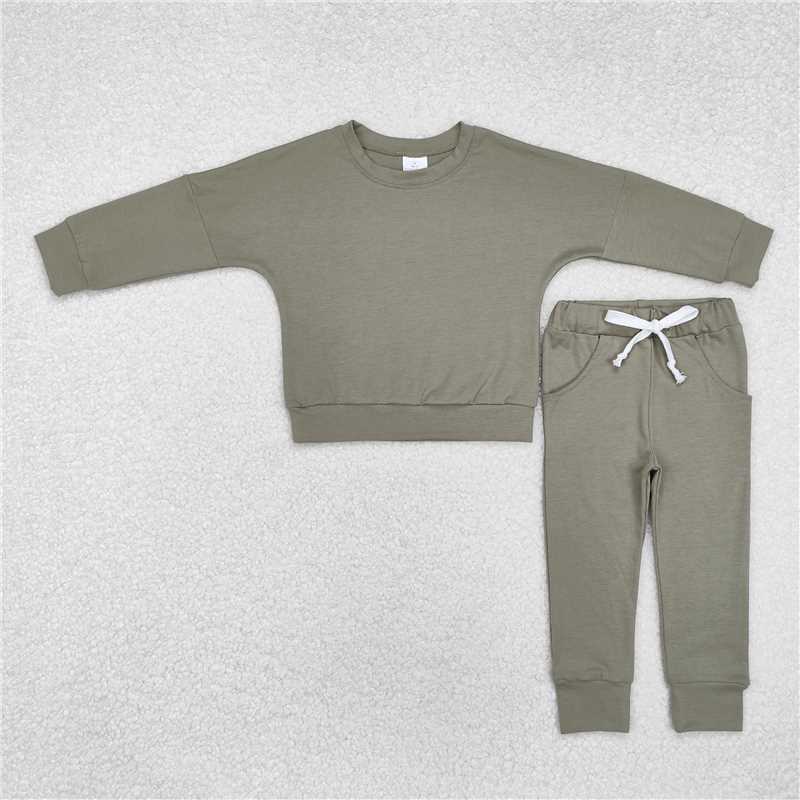 BLP1054 Solid green long-sleeved trousers suit