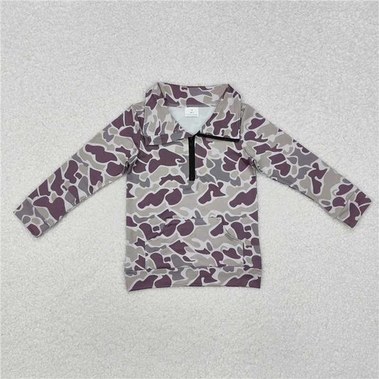 X1.1 BT1036 Pocket Camouflage Zipper Long-Sleeve Top