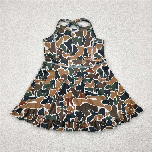 4.28  GSD2309 Brown green camouflage beige yoga sleeveless dress