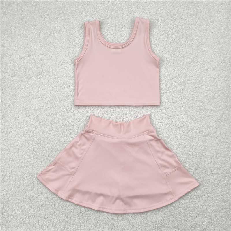 4.24 GSD1977 Pure pink sleeveless skirt yoga set