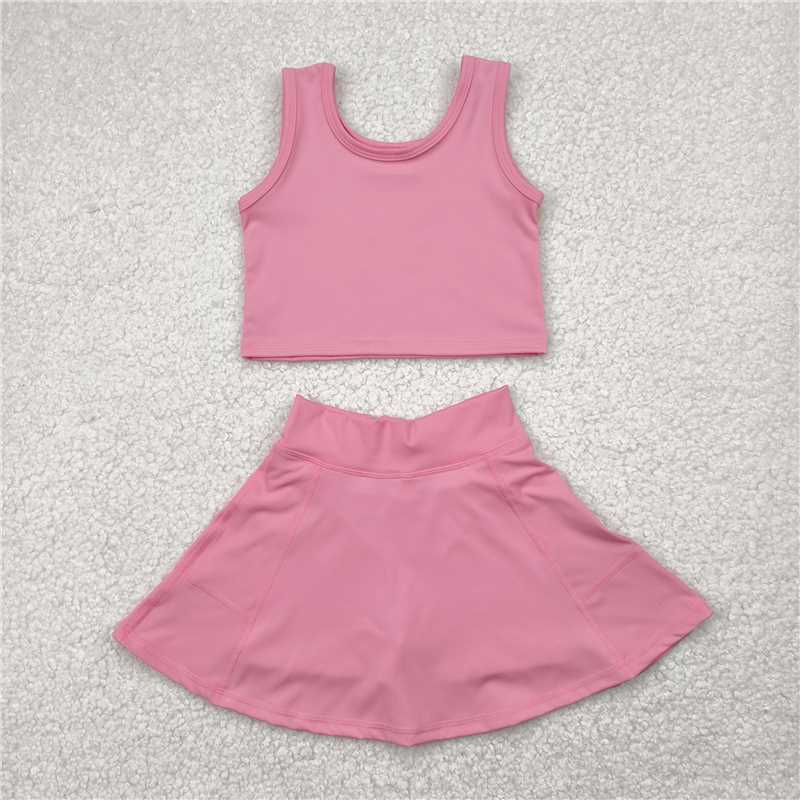 4.24 GSD1978 Pure pink sleeveless skirt yoga set