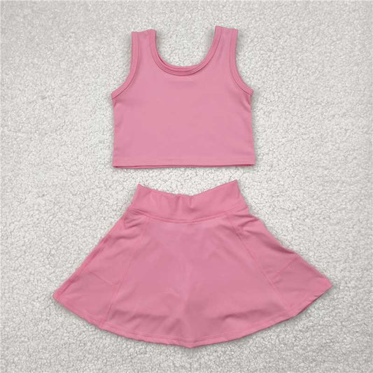 4.24 GSD1978 Pure pink sleeveless skirt yoga set