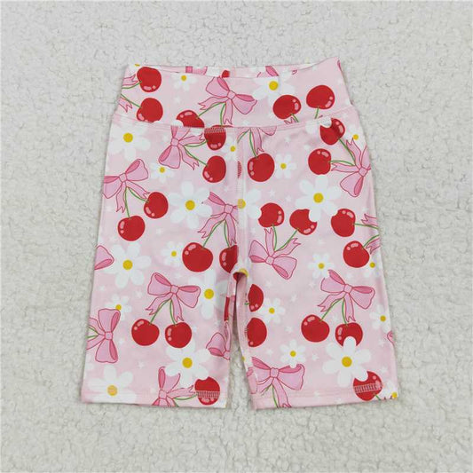 5.1  SS0541 Cherry bow flower pink yoga cycling shorts
