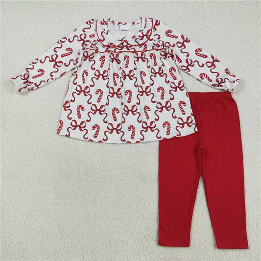 7.25  GLP2484 Crutch red bow pattern doll collar long sleeve trousers suit