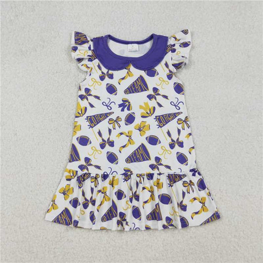 X926 GSD2784 Purple dress with football flared bow pattern and flying sleeves