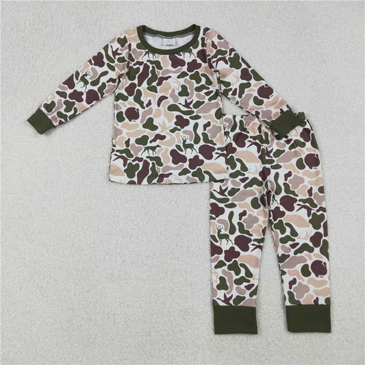 X918  BLP1234 Duck and Puppy Camouflage Long-Sleeved Pants Pajama Set