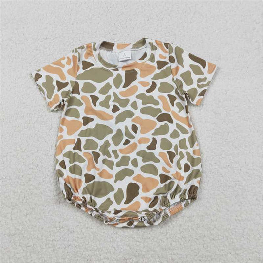 X12.10  SR3452 Orange-Green Camouflage Short-Sleeved Jumpsuit