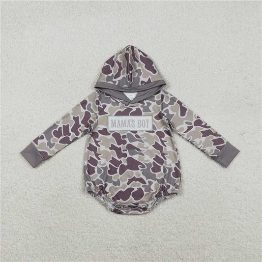 x12.12  LR2792 Embroidered Mama's Boy Camouflage Hooded Long-Sleeved Jumpsuit