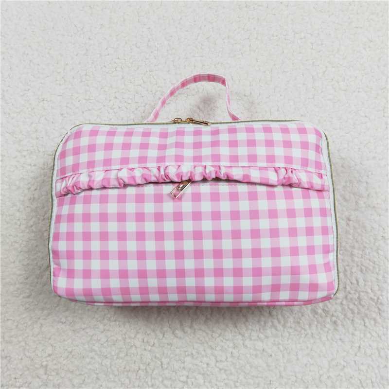 4.19 BA0088 Pink and white plaid lace lunch box bag